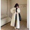 Novo cardigã longo de tricô grosso 100% lã para outono e inverno para mulheres, estilo europeu, suéter casaco solto e casual