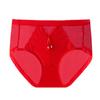 Shorts de Verano Finos Transparente Negro y Rojo de Encaje de Cintura Media con Refuerzo de Algodón Transpirable para Mujeres en su Año Zodiacal para la Buena Suerte