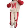 Traje Deportivo Nuevo para Niños Primavera y Otoño 2024 Niñas Estilo Coreano Moderno Tops con Letras Bloque de Color Pantalones Conjunto de Dos Piezas Moderno