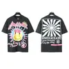 Camiseta informal holgada de manga corta con cuello redondo, estampado vintage lavado de letras y cabeza estilo americano, venta al por mayor desde el fabricante