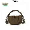 Bolso cesta pequeño tipo burbuja con pliegues y volantes con impresión de logo personalizado, bolso de hombro impermeable de nailon para mujer, casual