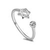Anillo de estrella hexagonal de circonita versión coreana de plata 925 chapada estilo frío para enviar a estudiantes novias anillo de estrella hueco