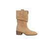 ¡En Stock y Enviado Inmediatamente! Zapatos Estilo Madre de Uva con Aumento Interno de Altura de 8 cm, Punta Redonda, Tacón Grueso, Adelgazantes, Circunferencia de Pantorrilla Amplia, Botas Arrugadas, Botines
