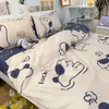 Juego de sábanas de cuatro piezas, funda de edredón, juego de tres piezas para dormitorio individual de estudiante de invierno, funda de edredón individual cepillada, ropa de cama de dibujos animados