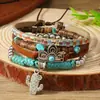 Pulseira Árvore da Paz Estilo Europeu e Americano Transfronteiriça Conjunto de Várias Peças Pulseira de Contas de Madeira Vintage Simples Masculina Empilhável Personalizada