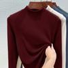 Camiseta Térmica de Cuello Redondo para Mujer, Nuevo Estilo Primavera/Verano 2026, Forro Polar Integrado por Ambos Lados, Engrosada, Corte Ajustado, Manga Larga, Ropa Interior