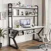 Mesa de Computador de Mesa para Uso Doméstico com Estante Integrada, Adequada para Estudantes, Apartamentos Pequenos, Mesa de Estudo com Painel Perfurado