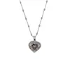 Collar Colgante Corazón Morado Estilo Fresco de Alta Gama Coreano Lujo Ligero Metal de Alta Gama Plata Diseño de Nicho Collar