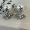 Brincos de Saturno Doces e Elegantes, Brincos de Tarraxa Zircônia Pérola de Alto Padrão de Nicho, Brincos de Estilo Minimalista de Luxo Leve para Mulheres