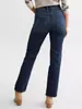 Jeans de Comércio Exterior Transfronteiriço Feminino 2024 Novo Azul Escuro Cintura Alta Confortável Reto Fashionável Moda Denim Microelástico Calças