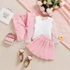 Chaleco Multicolor Otoño Nuevo Europeo y Americano Transfronterizo Más Camisa Básica de Manga Larga Calada con Falda Plisada Traje de Niña