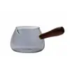 Mango de madera gris ahumado taza de ceremonia asa lateral taza para hombre resistente a altas temperaturas vidrio de borosilicato engrosado taza de ceremonia para el hogar