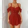 Vestido Longo Sexy Vermelho de Comércio Exterior Europeu e Americano 2025, Vestido Erótico, Vestido Formal, Lingerie Erótica para Mulheres