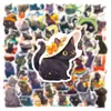 50 Gato Preto Desenho Animado Transfronteiriço Personalizado Não Infrator Mala Laptop Capa de Celular À Prova d'Água Adesivos para Caderno de Mão