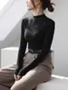 Nueva Camiseta Térmica de Mujer Otoño/Invierno 2026, Camiseta de Manga Larga Gruesa de Alta Calidad con Cuello Semi-Alto, Top Ajustado