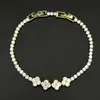 Moderna Cadena de Tenis Pulsera de Trébol de Cuatro Hojas Flor Completa de Circonita Nuevo Producto Transfronterizo Lujo Ligero Venta Caliente Transfronteriza
