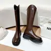 Botas Longas de Cavaleiro Outono/Inverno 2026 Bico Redondo Material Macio Solado Grosso Aumenta Altura Para Saídas de Outono/Inverno Botas Femininas de Salto