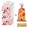 Oportunidade de Comércio Exterior Sacos Planos com Padrão de Estampa de Lábios em Forma de Coração, Sacos para Presente de Feriado para Biscoitos e Doces, Sacos de Celofane para Embalagem