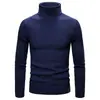 Suéter de otoño e invierno para hombre de estilo coreano, manga larga, ajustado, cuello alto, elástico, en stock, camisa base de punto para hombres jóvenes