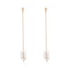 Brincos Longos de Franja com Pérolas de Imitação Alienígenas Estilo Coreano Simples Elegantes Distintivos Versáteis com Senso de Alto Padrão Brincos para Mulheres