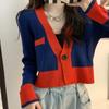 Casaco de malha fina, suéter, cardigan, manga comprida, cor combinando, jaqueta, novo, outono e inverno, feminino, Spice Girl, top curto