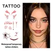Adesivos de Tatuagem de Halloween Estilo Antigo Demônio Raposa Curativos Cicatrizes de Costura Aranha Maquiagem Falsa Adesivos para Rosto Coloridos Impermeáveis Duradouros