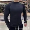 Traje de Fitness con Patrón de Cuadrícula Transfronterizo de Cuello Alto para Hombre Primavera Verano Elástico Cuello Alto PRO Ajustado Running Secado Rápido Deporte