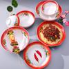 Vintage Rojo Doble Felicidad Fideos Malatang Espesados Tazón Grande Nostálgico Celebridad de Internet Anticuado Restaurante de Cocina Hunan Tazón de Fideos de Melamina