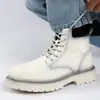 2025 Nuevas Botas de Otoño e Invierno para Hombre Zapatos de Cuero de Caña Alta Botas Casuales para Hombre Aumentadoras Ropa de Trabajo Invierno Terciopelo Cálido Zapatos para Hombre