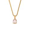 Collar Europeo y Americano Transfronterizo de Cadena Torcida de 2 mm con Colgante de Gota de Agua, Joyería Simple de Lujo Ligero, Acero Inoxidable Chapado en Oro de 18K para Mujer