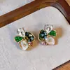 Jardín de Monet~Pendientes Románticos de Flor con Pedrería Perla Lujo Ligero Pendientes de Botón de Gama Alta Pendientes de Estilo Corte Retro para Mujer