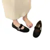 Zapatos de Estilo Coreano para Noche Estilo Mary Jane Estampado de Leopardo con Piel para Mujer Uso en Exteriores Otoño Invierno 2026 Nuevos Cálidos con Felpa Mocasines Zapatos de Algodón