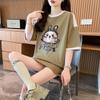 Moda Verão 2025 Camiseta de Manga Curta com Cores Contrastantes Feminina Nova Ins Casual Solta Tamanho Grande Comprimento Médio Slim Top Tendência