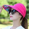 Estilo Nuevo de Verano para Mujer, Sombrero de Sol con Protección Solar, Ala Ancha y Parte Superior Abierta, Elegante Decoración de Flores, Sombrero Fresco Transpirable para Exteriores