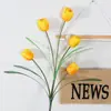 Flor de tulipán artificial de rama larga y cinco cabezas para ingeniería exterior, juego de flores para decoración del hogar, venta al por mayor de fábrica
