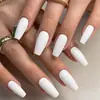 Parches de Uñas Postizas de Color Sólido de Longitud Media Estilo Europeo y Americano, Arte de Uñas Simple Blanco a la Moda, Uñas Portátiles, Piezas de Uñas Portátiles