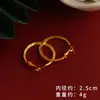Brincos de Argola Plana Dourados da Moda para Mulheres com Toque de Luxo, Brincos com Fecho de Cobre, Joias Simples e Elegantes, Acessórios Transfronteiriços