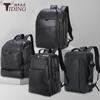 Mochila de cuero para hombre de moda, para negocios, para ir al trabajo, mochila de cuero, bolsa para computadora ligera y a la moda, gran capacidad, mochila casual, Negra