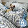 Juego de cama de cuatro piezas Clase A hecho de algodón puro tipo puff, sábana y funda de edredón estilo ins frescas y delicadas con borde de concha, juego de tres piezas para dormitorios de estudiantes