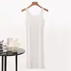 Vestido camisola sin costuras de seda helada para chica gordita talla grande para mujer, falda interior larga ultra delgada hasta la rodilla, vestido de noche sin mangas con tirantes, todo a juego