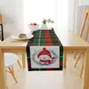 Corredor de Mesa de Natal Novo Transfronteiriço Linho Criativo Estampado Boneco de Neve e Papai Noel Jogo Americano Atmosfera Decorações de Mesa de Natal