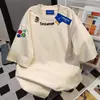 Camiseta de Manga Corta con Estampado de Letras Estilo High Street Americano para Mujer Verano 2025 Marca Trendy Ins Mariposa Versátil Casual Holgado