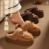 Pantuflas de Algodón para Mujer Suela Gruesa Cálidas para Otoño e Invierno Con Terciopelo Espesado Antideslizantes Para Casa Interior Exterior