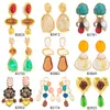 Brincos de Moda Europeus e Americanos Transfronteiriços Personalidade Resina Acrílico Pedra Artificial Brincos Exagerados Estilo Ins Gotejamento de Óleo Metal Brilhante