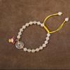 Suministro en Vivo de Ágata Blanca Natural Tipo Hielo Hebilla de Paz Pulsera de Cuerda Roja Tejida a Mano Accesorios Pulseras de Pareja para Hombres