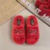 Nuevas pantuflas cálidas y gruesas para mujer, peludas, con bordado de letras, para uso en casa en otoño e invierno, pantuflas de algodón 2026 con forro de felpa