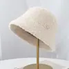 Sombrero de Pescador Simple de Lana de Cordero Japonés para Mujer Otoño Invierno Sombrero de Pescador de Felpa Color Sólido Sombrero de Cubo de Lana Mixta Sombrero de Moda Tendencia