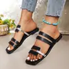 Nuevas Chanclas Planas Caladas de Estilo Nuevo para Mujer, Nuevas Sandalias de Playa de Estilo Coreano con Punta Cuadrada Abiertas, Tallas 36-41, 42, 43 Tallas Grandes