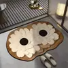 Tapete de Chão para Banheiro, Tapete Absorvente de Água Antiderrapante, Tapete de Pé para Banheiro Resistente ao Desgaste e à Sujeira, Tapete de Chão de Lama Diatomácea com Flor e Borboleta 3D