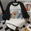 Camiseta de Manga Corta con Diseño de Estampado de Dibujos Animados Color-Blocking Divertido 2026 Verano Nuevo Versátil de Estilo Vintage